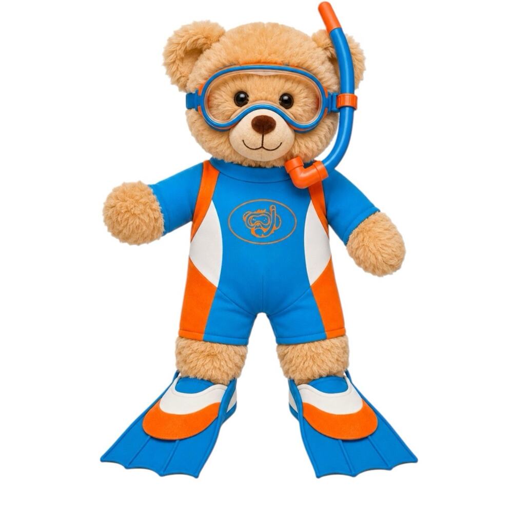 Build-a-Bear Wetsuit Snorkel Mask Snorkeling Scuba Diving Diver Outfit BABW Blue
